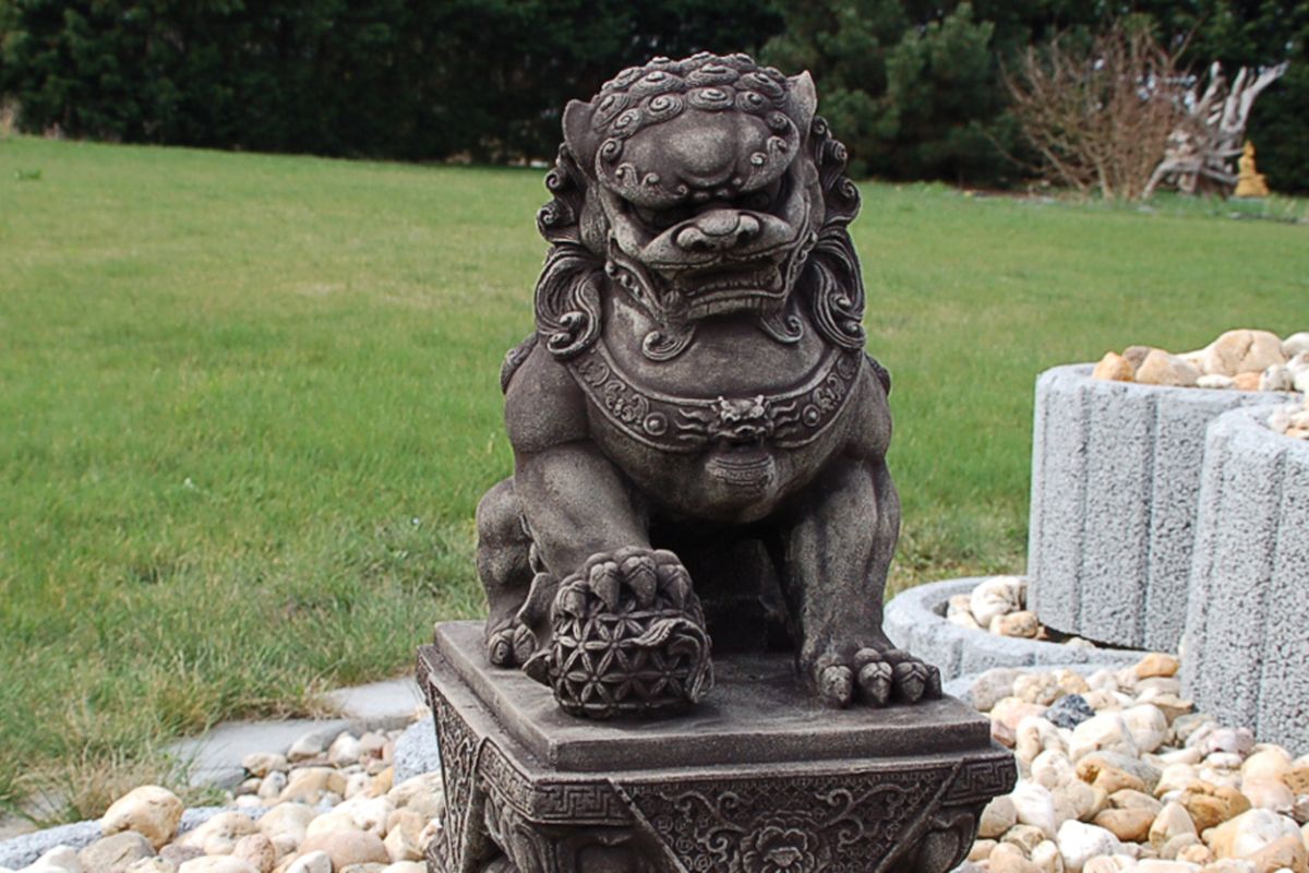 Chien FU, FOO lion chinois Thailande Statue FengShui, Déco extérieure