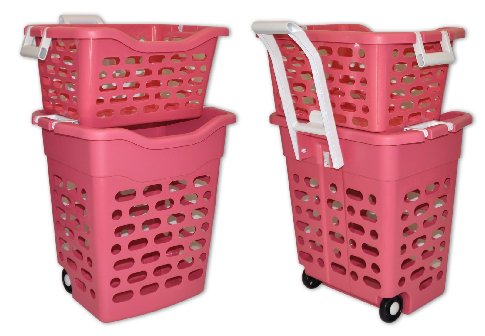 Wäschekorb fahrbar 2 Körbe Wäschesammler Wäschesortierer 50 L vier