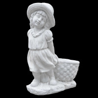Vorschau: Steinguss Figur Mädchen zieht Korb Vorschau: Steinguss Figur Mädchen zieht Korb