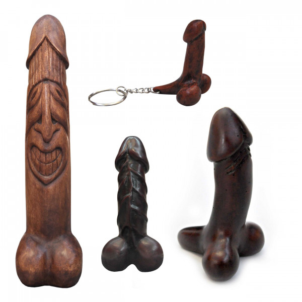 Sculpture de phallus en bois, différentes tailles / symbole asiatique de fertilité