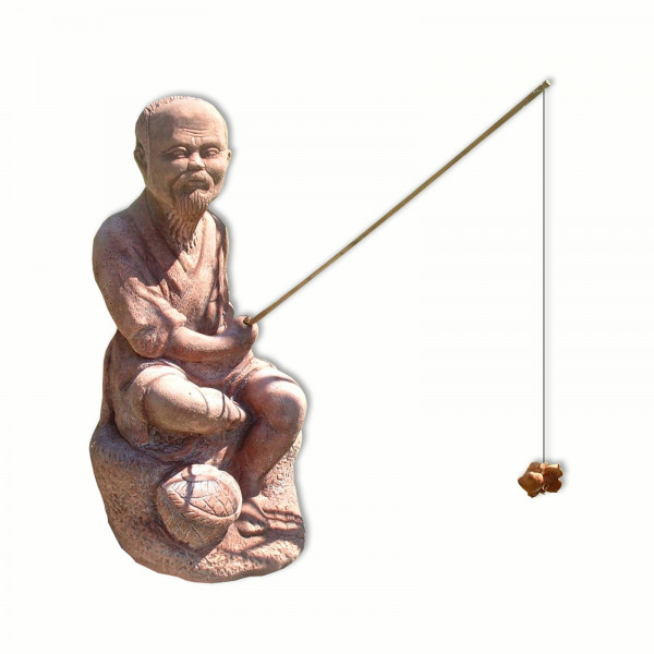 Asiate beim Angeln aus Sandstein