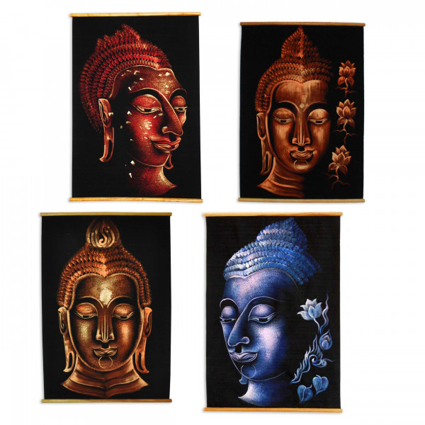 Wandbehang Buddhabildnis Wandbild Textil Buddha Kopf