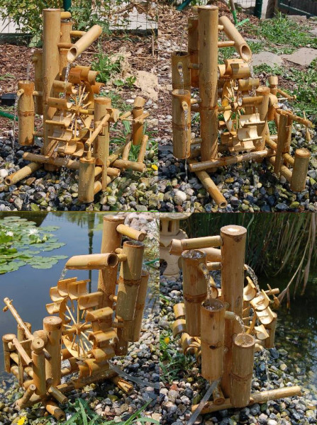 Jeu d'eau en bambou, fontaine