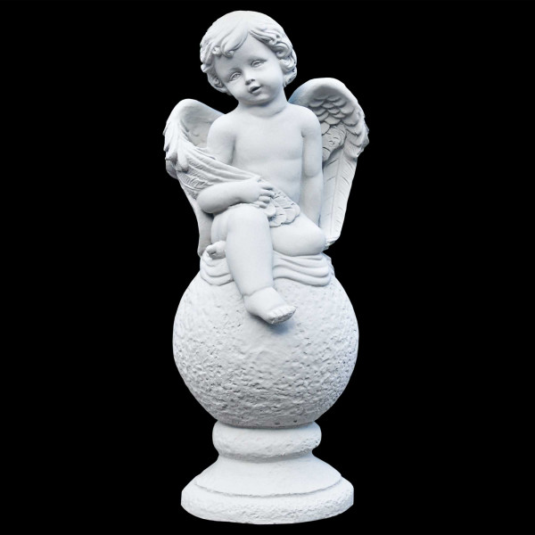 Steinguss Figur sitzender Engel