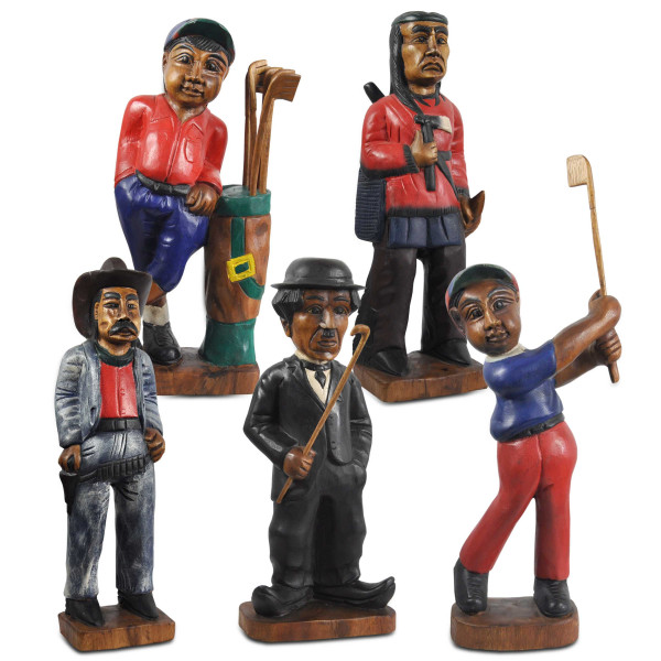 Holzfigur Statue Charlie Chaplin Indianer Cowboy Golfspieler Handarbeit Unikat