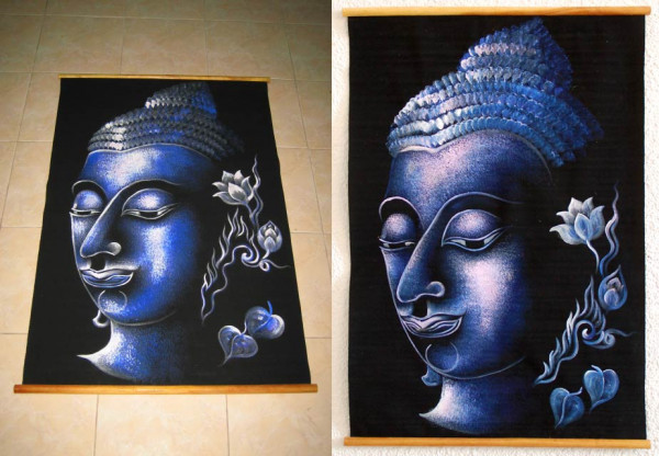 Asiatisch Wandbehang Wandbild Textil Buddha Buddhabildnis Kopf