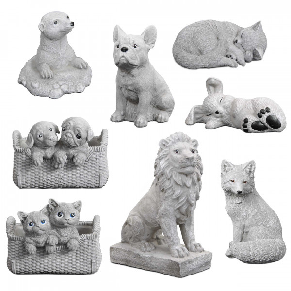 Animal statues, Dog Cat Cat Fox Lion Rabbit Mouse