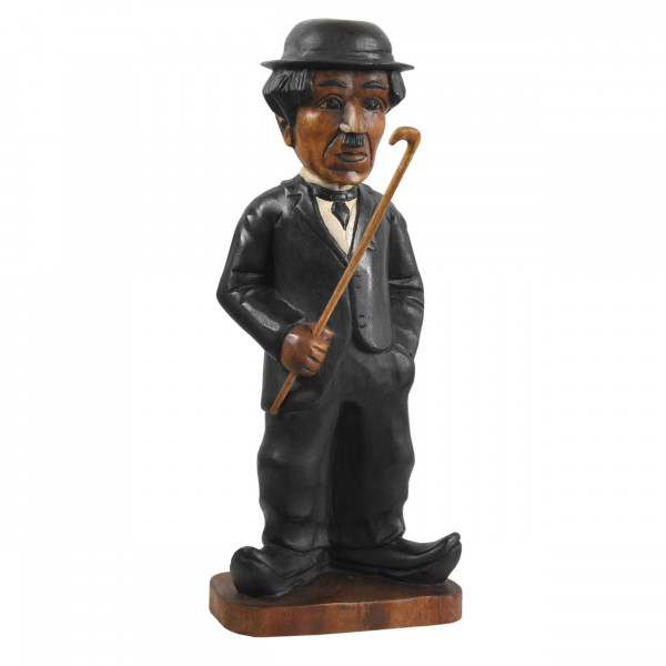 Wooden statue of Charlie Chaplin, Indian, cowboy, golfer, Handame, Unique