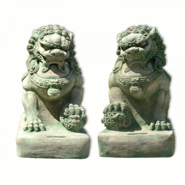 Chien FU, Lion Chinois, Gardien de Temple, mâle ou femelle, pierre moulée