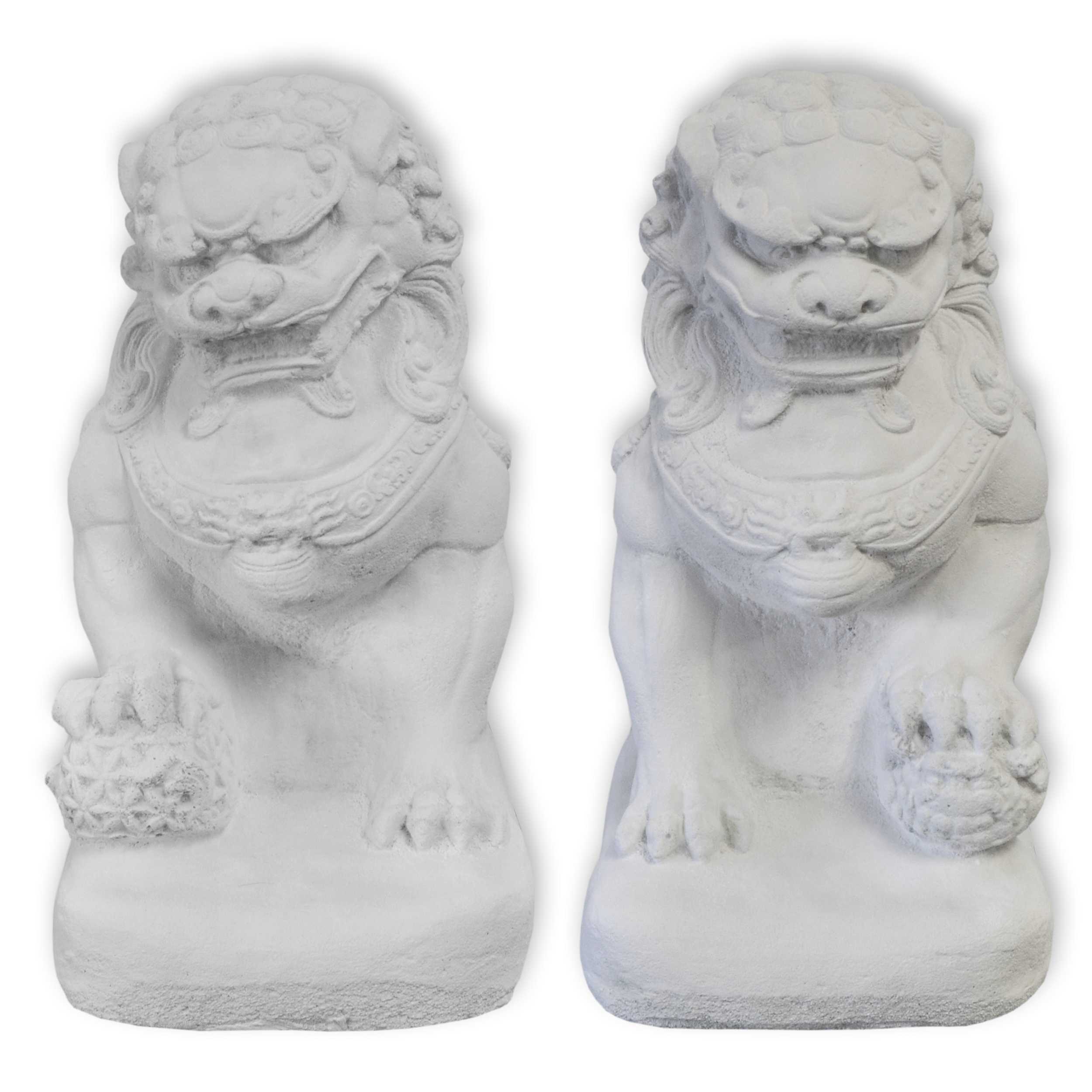 Foo Dog Statue Chinese Guardian Lion Sandstone Red