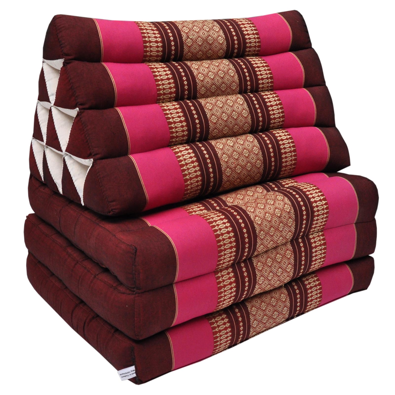 Thai Triangular Cushion With 3 Support Violet Orange
